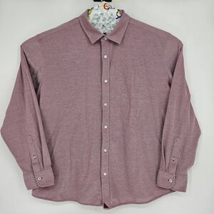 UNTUCKit Shirt Mens 3XL Berry Purple Pique Polo Button Down Long‎ Sleeve Casual